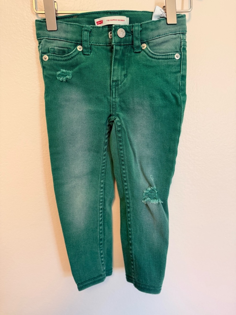 Levi's Girls Skinny Jeans in Green with Faded Wash